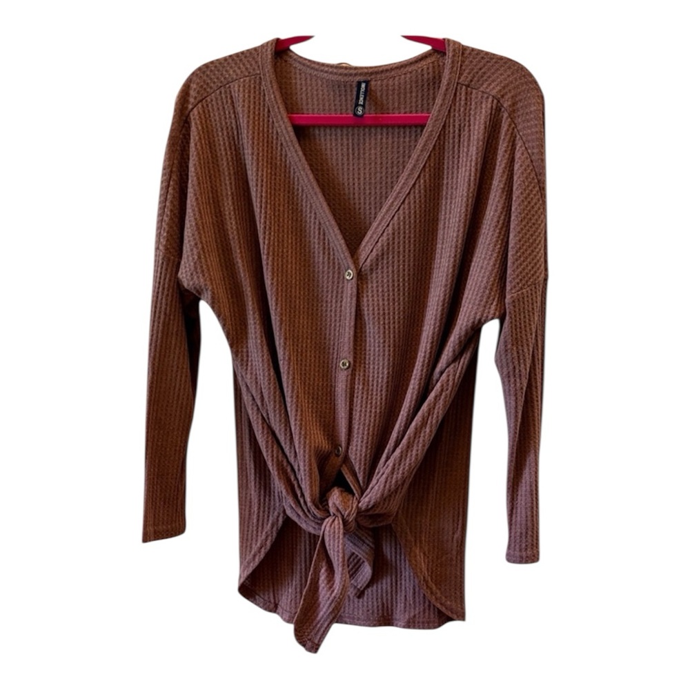 NWOT Brown Button-Up Tie Front Cardigan